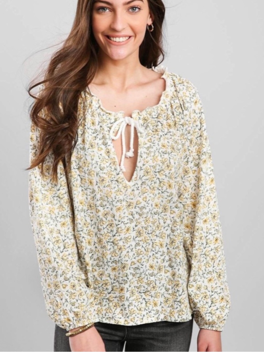 Billabong Women's Floral Blouse - Yellow and White